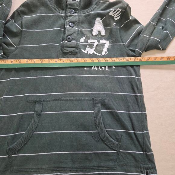 American Eagle Vintage Fit Green/ White Striped Long Sleeve Shirt men's size M - Picture 7 of 8
